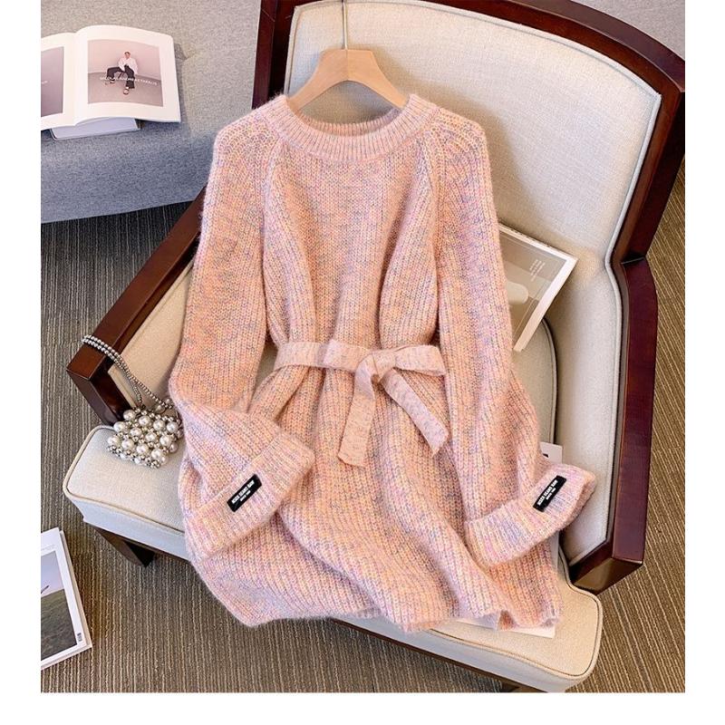 Pulover pentru Femei Toamnă Iarnă Îngroșat Pulover Cald Tricotat în Dungi Gât Rotund Strat de Bază Elastic Mânecă Lungă Jumper Supradimensionat Topuri