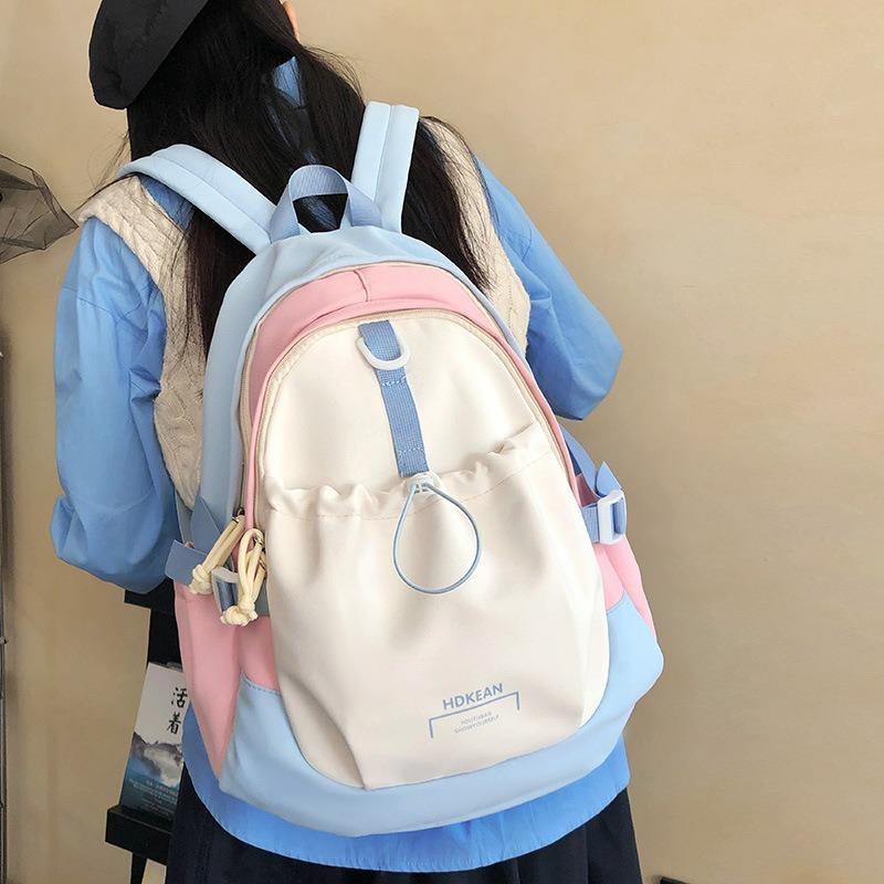 Sweet niche color matching girl backpack new versatile high school student schoolbag commuter travel backpack