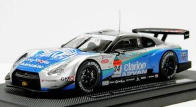 Ebro Wood One Advan Clarion Super GT500 2008 Fertigprodukt 1/43 GT-R #24 Silber/Blau