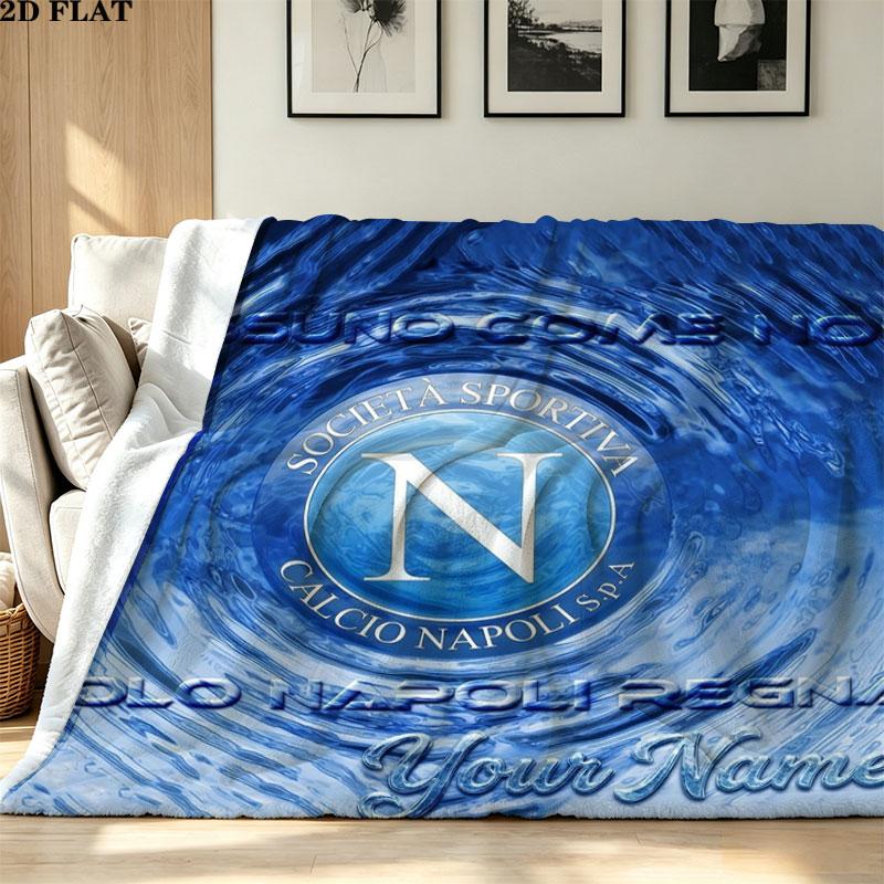 1PC SSC Napoli Custom Name Patterned Flannel Blanket Suitable For All Seasons for Home Decor Warmth and Comfort Gifts Holiday Present