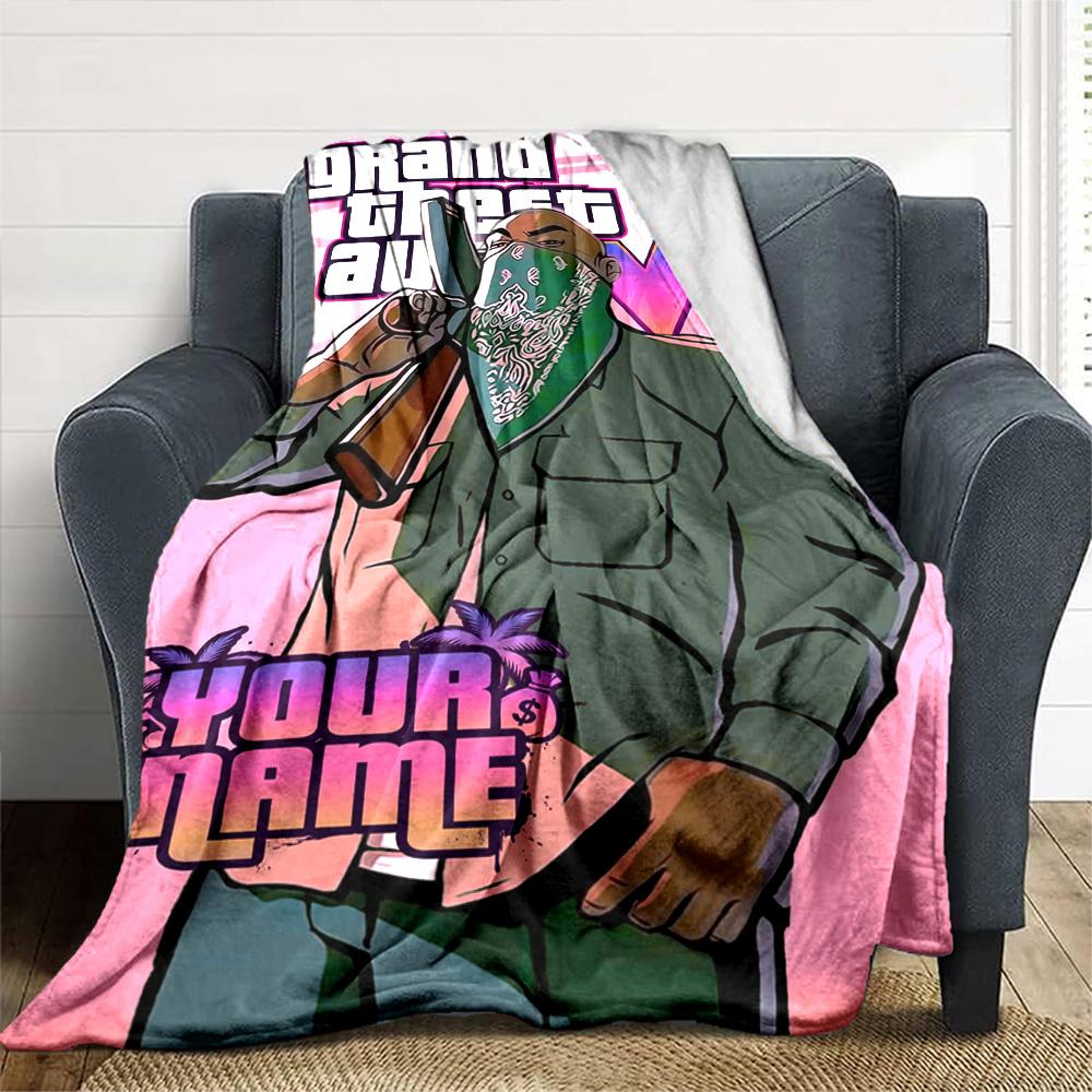 Gta Customize Your Name Blanket Lightweight Customizable Blanket Soft & Cozy Throw For Home Decor Bed Nap Sofa Four Seasons Universal