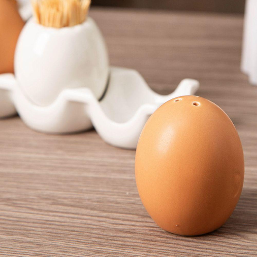 Mini Salt and Pepper Bottle Ceramic Seasoning Jar Creative Simulated Egg Spice Jar Set  Cooking