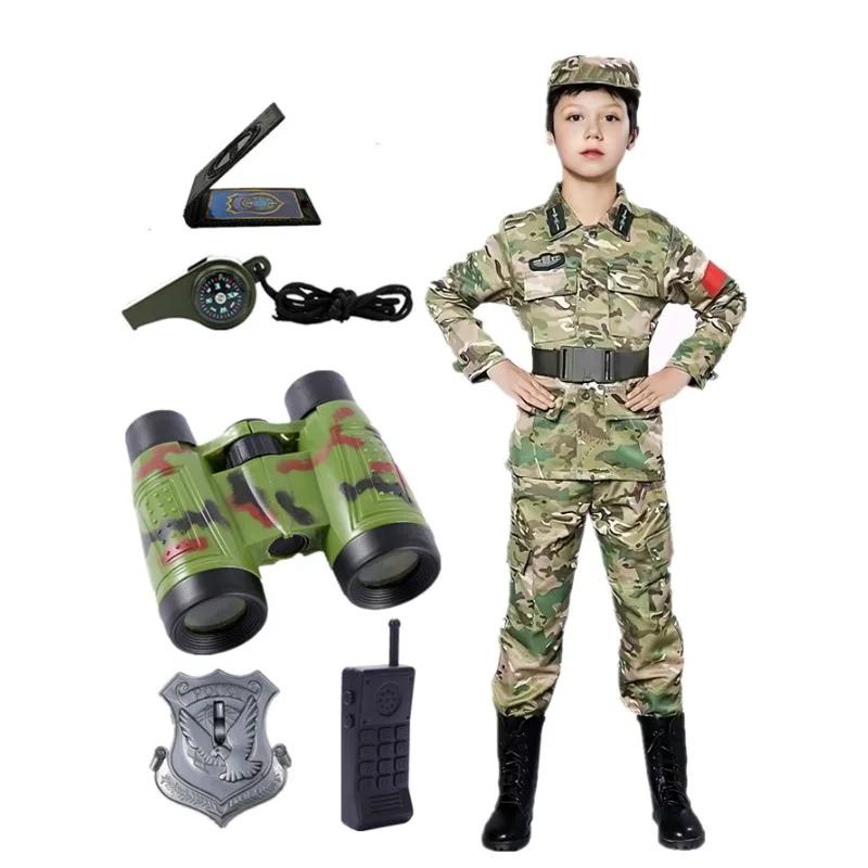 Disfraz de Camuflaje para Niños Traje de Soldado del Ejército para Fiesta Escuela Gimnasia Incluye Juguetes Regalos
