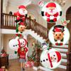 8FT Inflatable Christmas Climbing Santa Claus Reindeer & Snowman Toy Built-in LED for Outdoor Beam Roof Tree Party Yard Decor