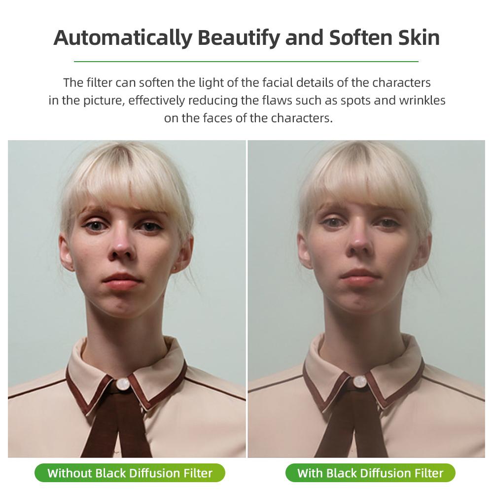 PRO TANLE 82mm Black Diffusion 1/8 Filter Black Mist Cinematic Effect Filter Multi-layer Coating