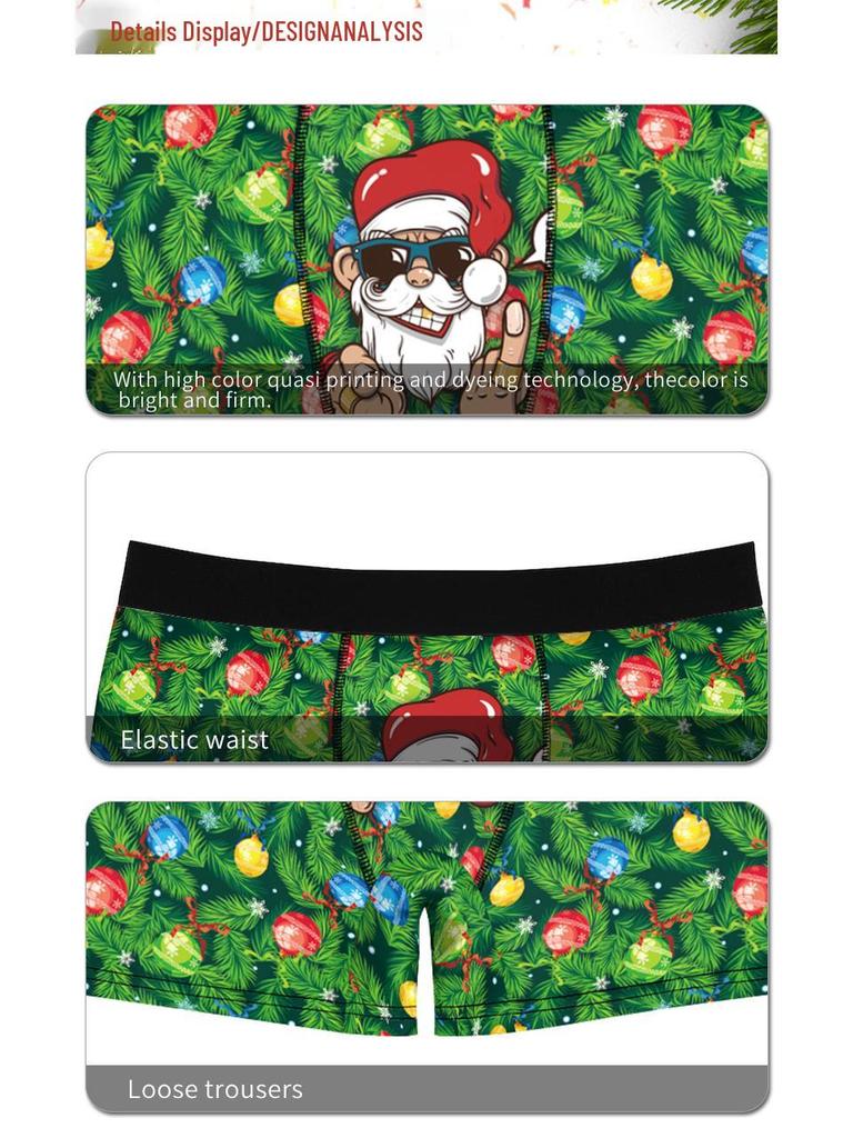 2024 Herren Kreative Weihnachts-Print Boxershorts