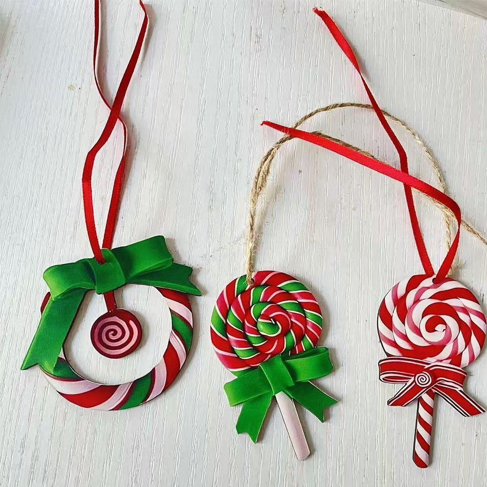 16/32Pcs Colorful Candy Cane Wooden Pendant Candy Cane Hanging Decoration  Xmas Party Supplies