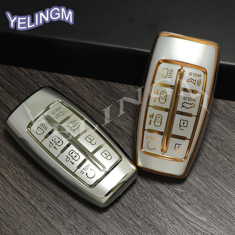 8 Button Car Tpu Key Case Cover Holder For Hyundai Genesis Gv70 Gv80 Gv90  -  Key Shell Keychain Protective Accessories