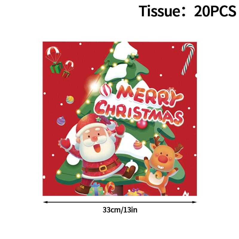 2025 Christmas Party Disposable Tableware Santa Claus Pattern Paper Plates Cups Christmas Tree Napkin Merry Christmas Supplies