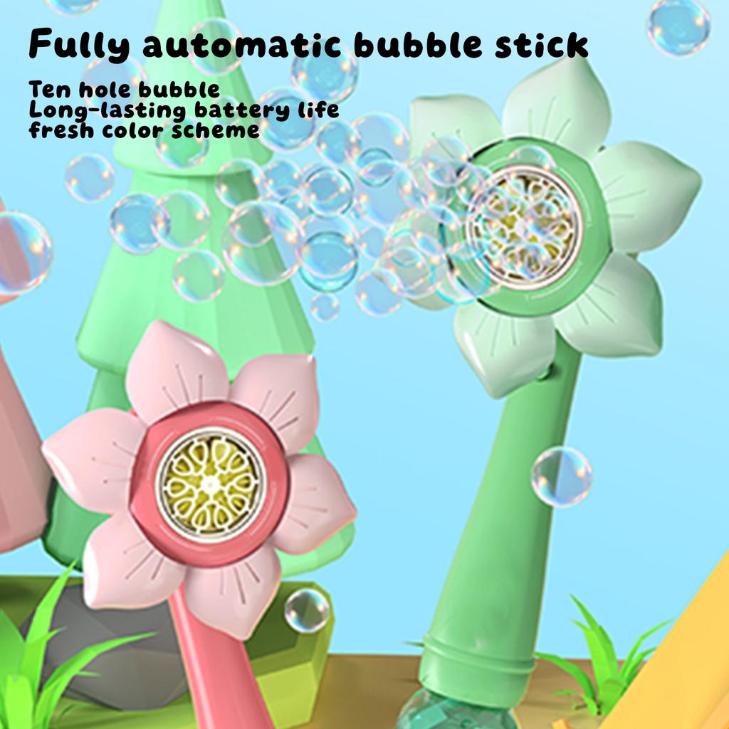 Automatic Bubble Machine Bubble Gun Electric Snowflake Bubble Blower Toy with 80ml Bubble Solution Rechargeable Battery Included for Kids Outdoor Play