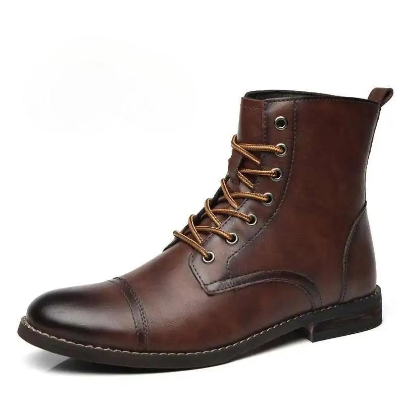 Hochwertige Herren-Stiefel aus Rindsleder, Schnürstiefeletten, klassische Business-Lederstiefel für Herren, Oxford-Stiefel, Botas