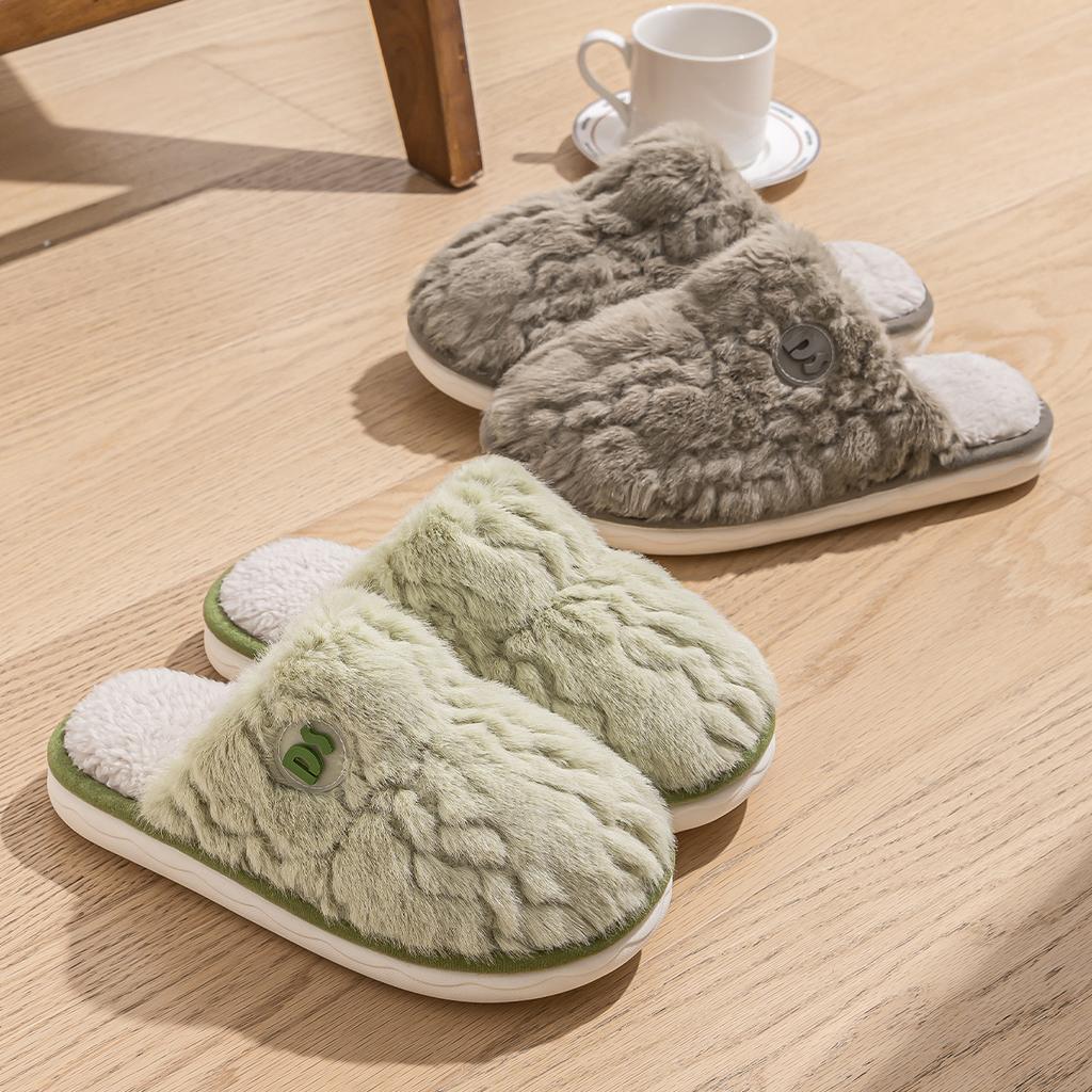 Autumn and Winter Warm Plush Cotton Slippers Soft Sole Couple Home Non-slip Indoor Home 2025 New Shoes