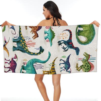 Bright Dinosaurs Beach Towel Soft Microfiber Quick Dry Absorbent Quick Towels For Swimming