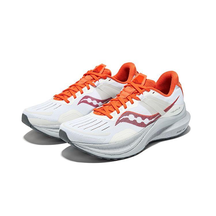 SAUCONY Tempus Comfortable Cushioning Breathable Support Low-Top Running Shoes Men Sneaker White Orange Red S20720-111