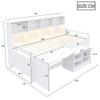 Children's Bed 90×200 Cm, Desk With Storage And Sockets, LED Light Strip And Multi-level Shelves, Single Bed Made Of Solid Wood, Youth Bed, White