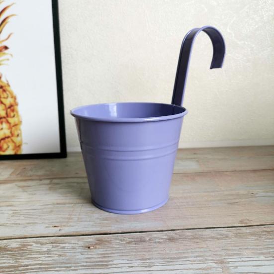 Vaso sospeso a parete, colore brillante, non facile da deformare, fioriere da balcone in ferro, secchio in metallo per balcone