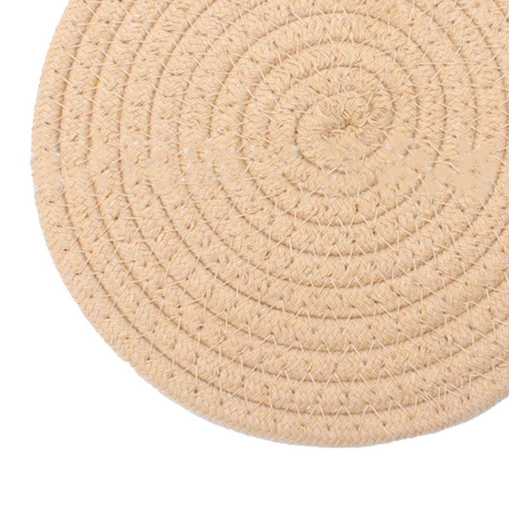 Koppunderlägg Rund Väv av Bomullstråd Handgjord 4,3 tum Isolering Tjock Mångsidig Dryckesunderlägg för