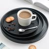 Japanese Black Wooden Tray Home Tea Tray Cosmetic Decorative Tray Coffee Snack Plate Bread Round Plate
