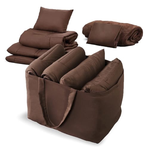 IRIS OHYAMA 5-Piece Futon Set with Blanket, Storage Bag Included, Perfect for Car Camping and Outdoor Use, Semi-Single, KFS-C5S, Brown
