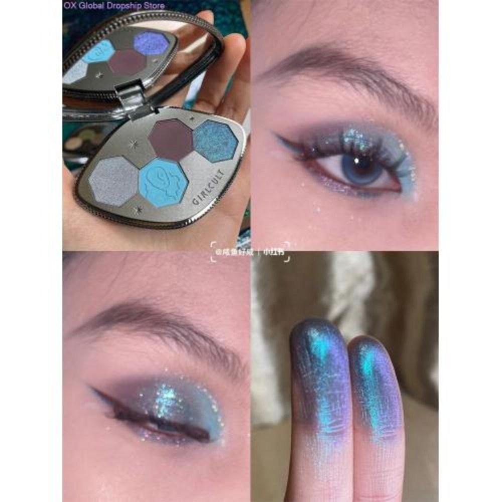 Girl Cult Eye Makeup 4 Color Shadow Palette Chameleon Blue Polarized Delicate Silky Provocative Beauty Makeup, 1 Piece, 1) 40