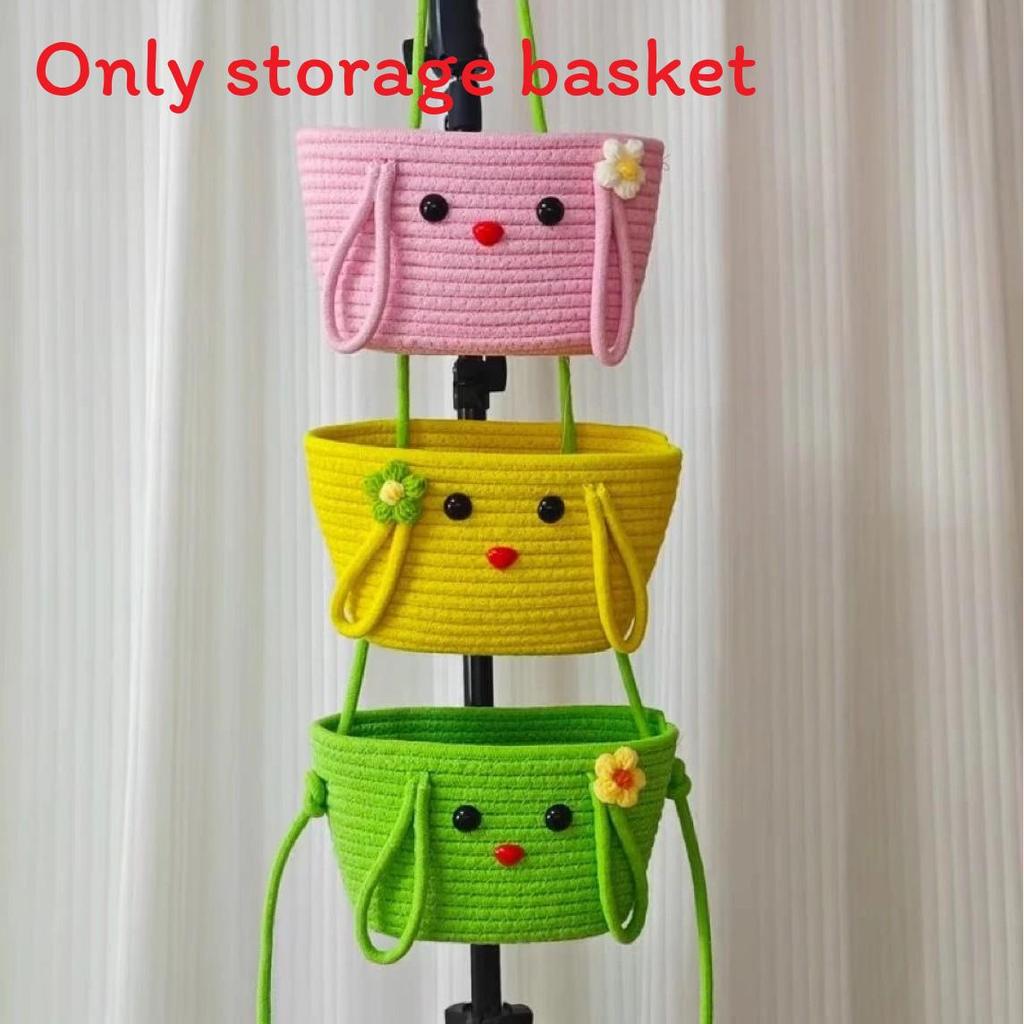 Wall Mounted Storage Basket With Cotton Weave For Dorm Room Organization And Household Use