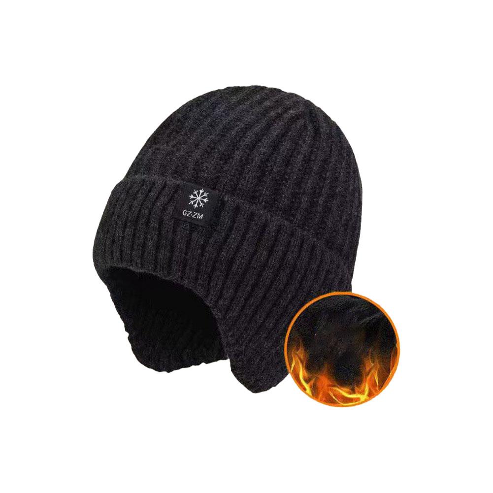 Winter Knitted Hat Warm Plush Earflaps Thickened Wool Cap Windproof Thermal Ear Protection Breathable Women Men Ski Skull Cap