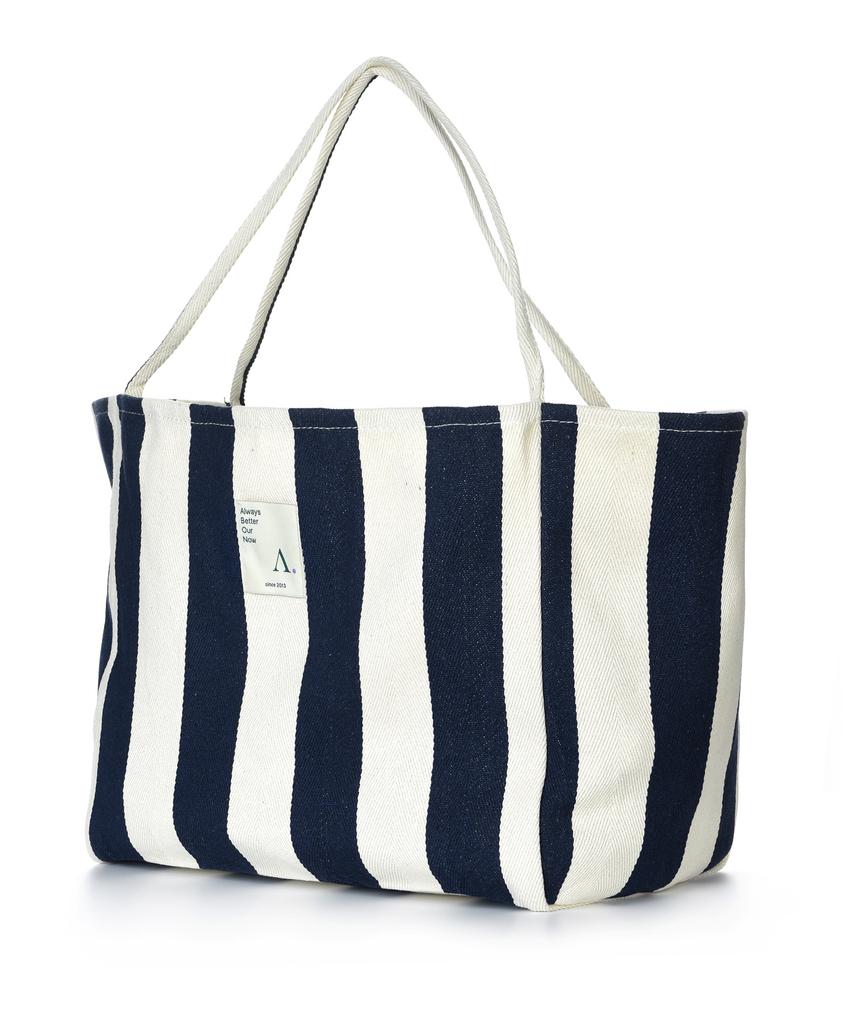 The-Abon Beach Cotton Stripe Big Shoulder Bag Red