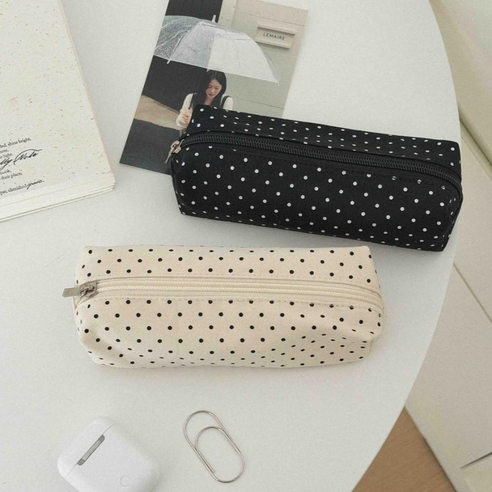 Astuccio in Tela a Pois Borsa Porta Penne Nuova Pochette per Cancelleria Uso Scolastico