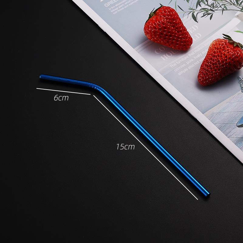 304 Stainless Steel Straw Set Color Metal Straw Restaurant Milk Tea Beverage Coffee Tube Straight Pipe Elbow Set