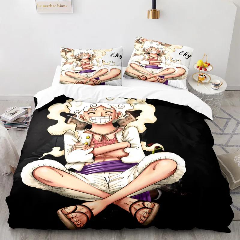 

One Piece Duvet Cover Set Cartoon Anime Nika Luffy Gear 5 Bedding Set Luffy 5th Gear Quilt Cover Pillowcase Set Twin Queen King EU Twin 135x200cm