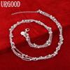 925 Sterling Silver Jewelry Fashion Multi-Chain Necklace