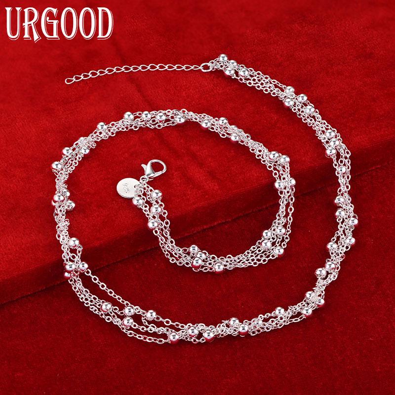 925 Sterling Silver Jewelry Fashion Multi-Chain Necklace