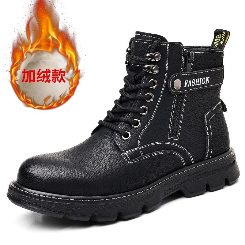 Martin Stiefel Herrenschuhe Herren Trend Casual Mid-Top Lederstiefel Winter Samt Werkzeug High-Top Herrenschuhe 2025