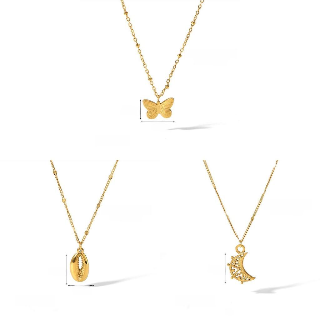 Collana con Ciondolo a Forma di Cuore in Acciaio Inossidabile per Donna con Ciondolo a Stella e Placcatura in Oro