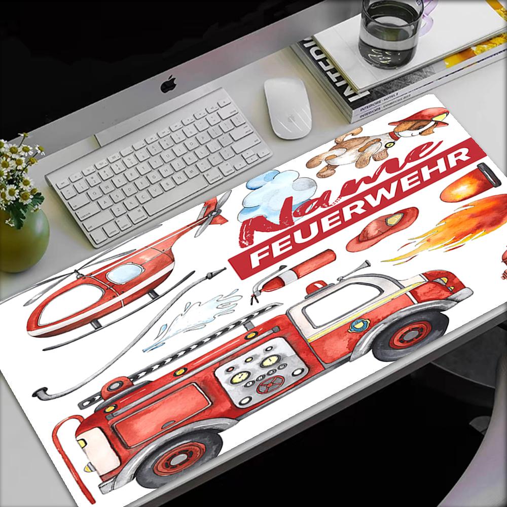 Custom Name fire truck Theme Mouse Pad, Non Slip Rubber Base, Multifunctional Office & Home Decor, Perfect for Workspace Personalization.