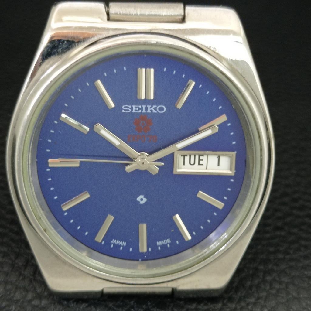 GENUINE VINTAGE SEIKO EXPO 70 AUTOMATIC JAPAN MENS BLUE DIAL WATCH A708782-1