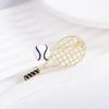Zinco Lega di Zinco Smalto Metallo Molletta Strass Spilla Dorata Spilla Unica Racchetta da Tennis Quotidiano
