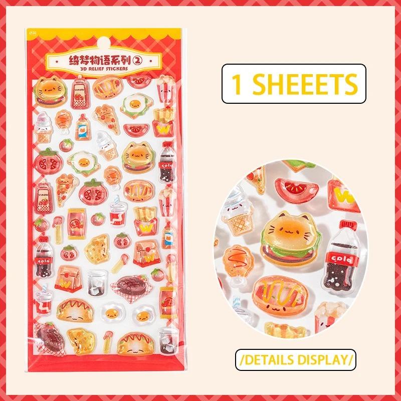 Dessert Shop Collection Foam Flat Stickers Cute Stationary Supplies Scrapbooking Diy Stickers Children'S Gift For Students