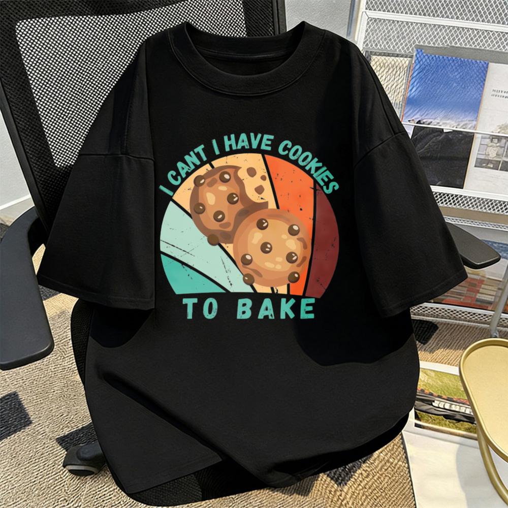 Cookie Baking Humor Cotton Tshirt Casual Streetwear Unisex Tee Retro Food Theme Gift For Baker Trendy Summer Shortsleeve Tops