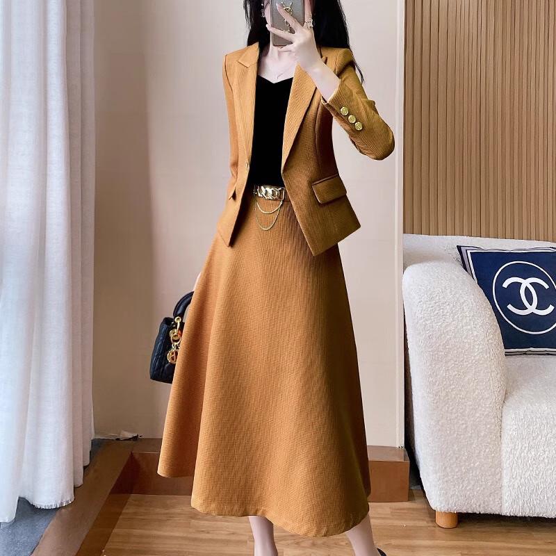 Troman Women's Office Blazer and Skirt Set