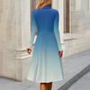 Women's Casual Fashion High Neck Long Sleeve Print Midi Dress