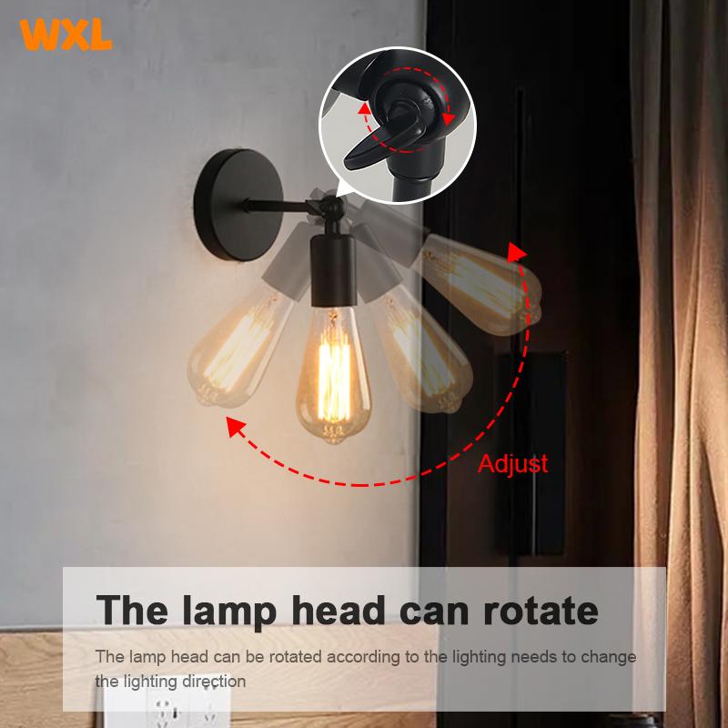 Black Retro Industrial Vintage Indoor Wall Lamp Led Stair Light AC85-AC265V Ironwork Corridor Bedside Wall Lights