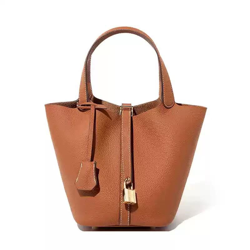 Women's Summer 2025 TOGO Cowhide Bucket Tote Bag