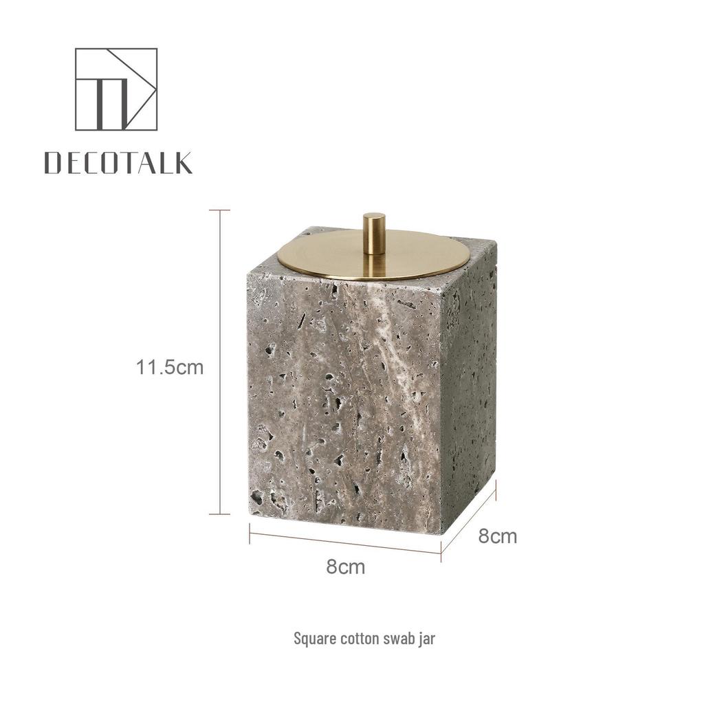 Set da Bagno Travertino Grigio Argento Wabi-Sabi: Vassoio e Decorazione per Lavabo.