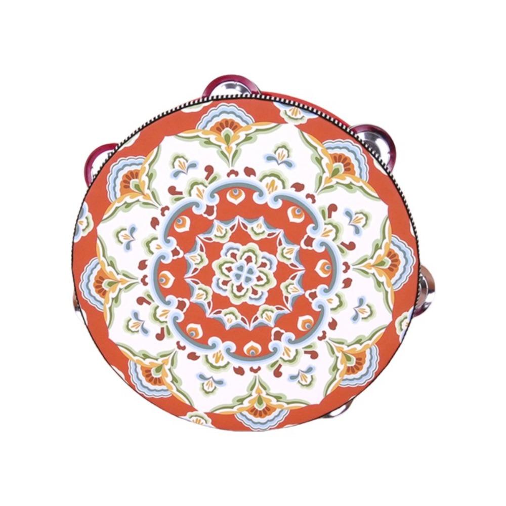 8 Inch Tambourine for Adults Metal Jingles Wooden Tambourine Handheld Drum  for Band Performance
