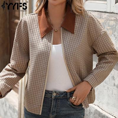 Γυναικεία μόδα casual μονόχρωμη στάμπα φθινοπωρινά χειμερινά μακρυμάνικα POLO μπουφάν και παλτό