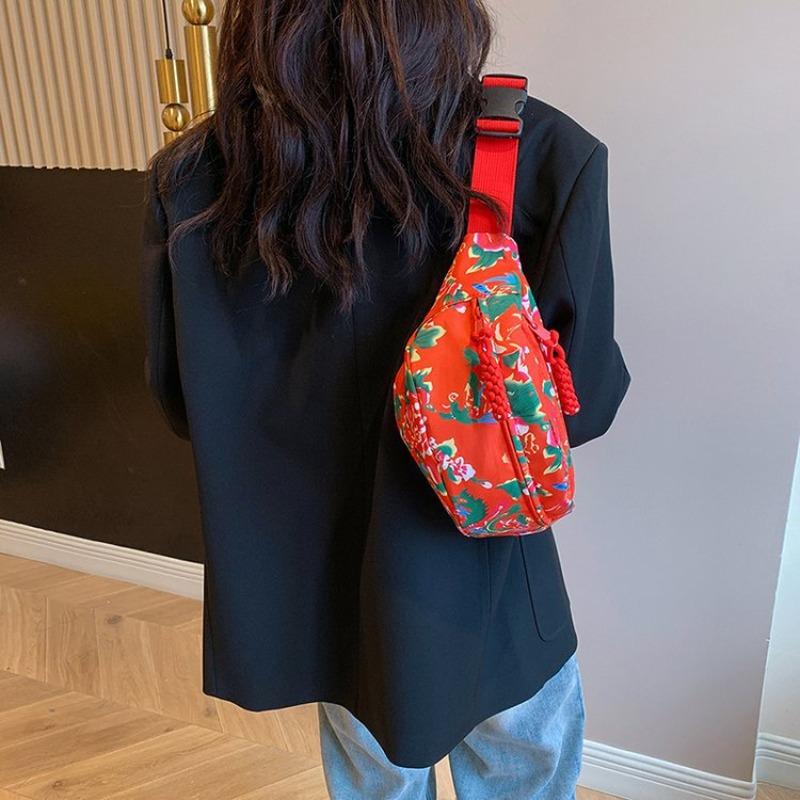 Big Flower Crossbody Bag New Guochao Breast Bag Personality Versatile Fashion Fanny Bag Tide Bag