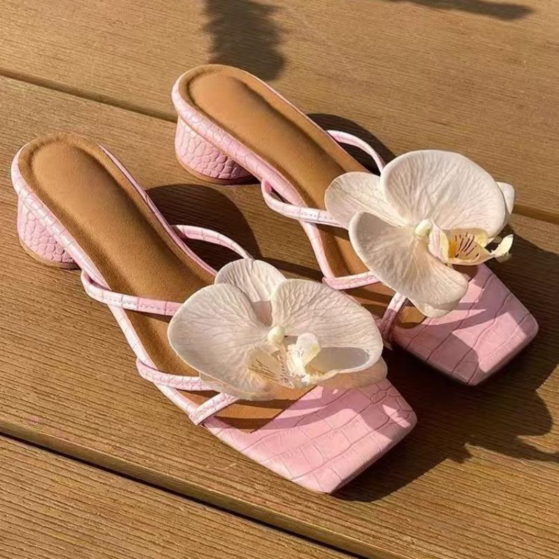 Fashion 2025 NEW Women High Heels Sandals Brand Floral Designer Elegant Shoes Women Casual Fashion Outdoor New Summer Sandals
