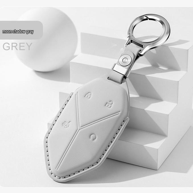 Leopard 5 Leather Key Holder & Case with Titanium Protective Shell - High-Grade Cowhide, Leopard 8 Design.