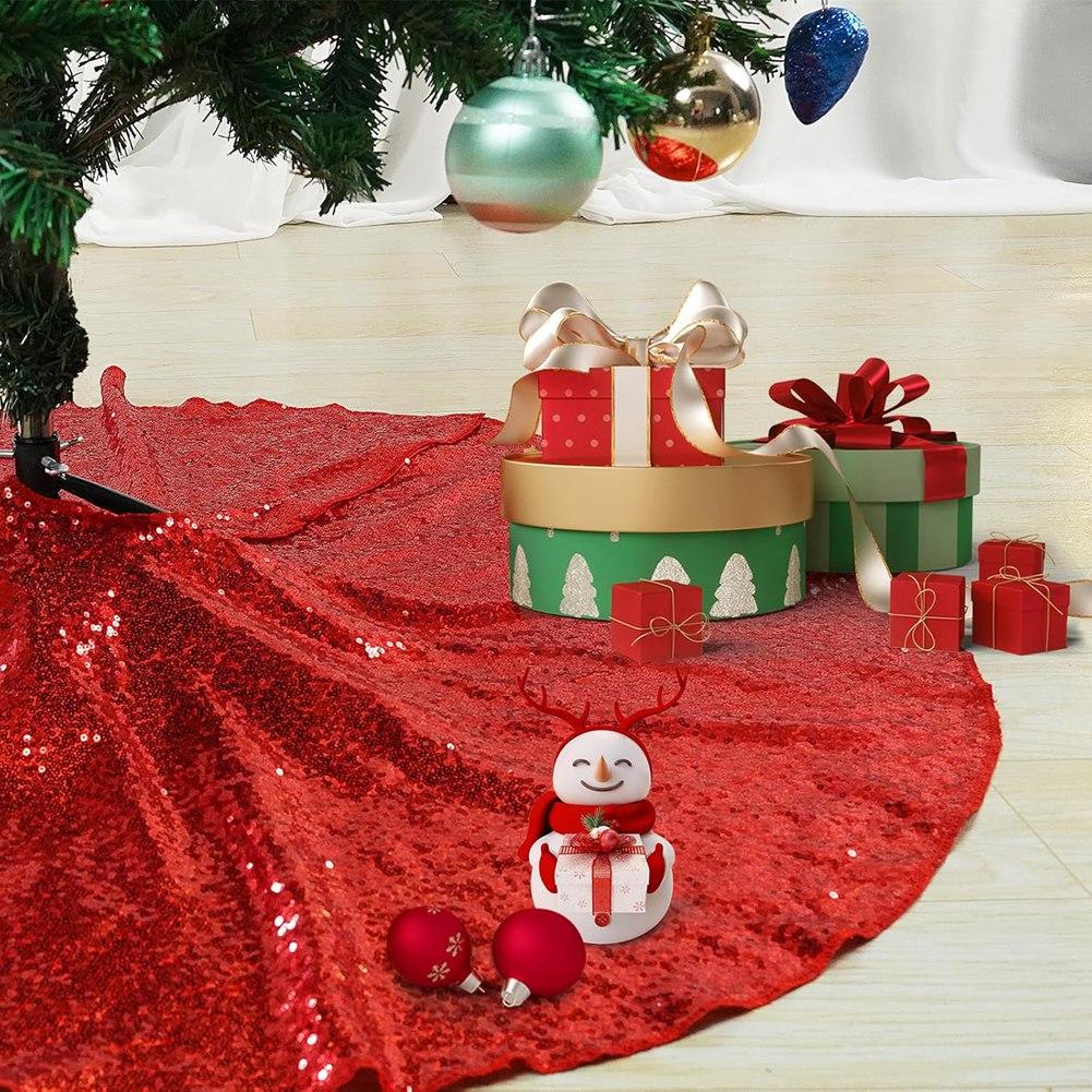 Хороший-Рождественский Маленький Коврик Под Елку, 36 Дюймов Коврик Под Елку с Пайетками Для Елки Рождественский Коврик Под Елку Для Рождественских Украшений